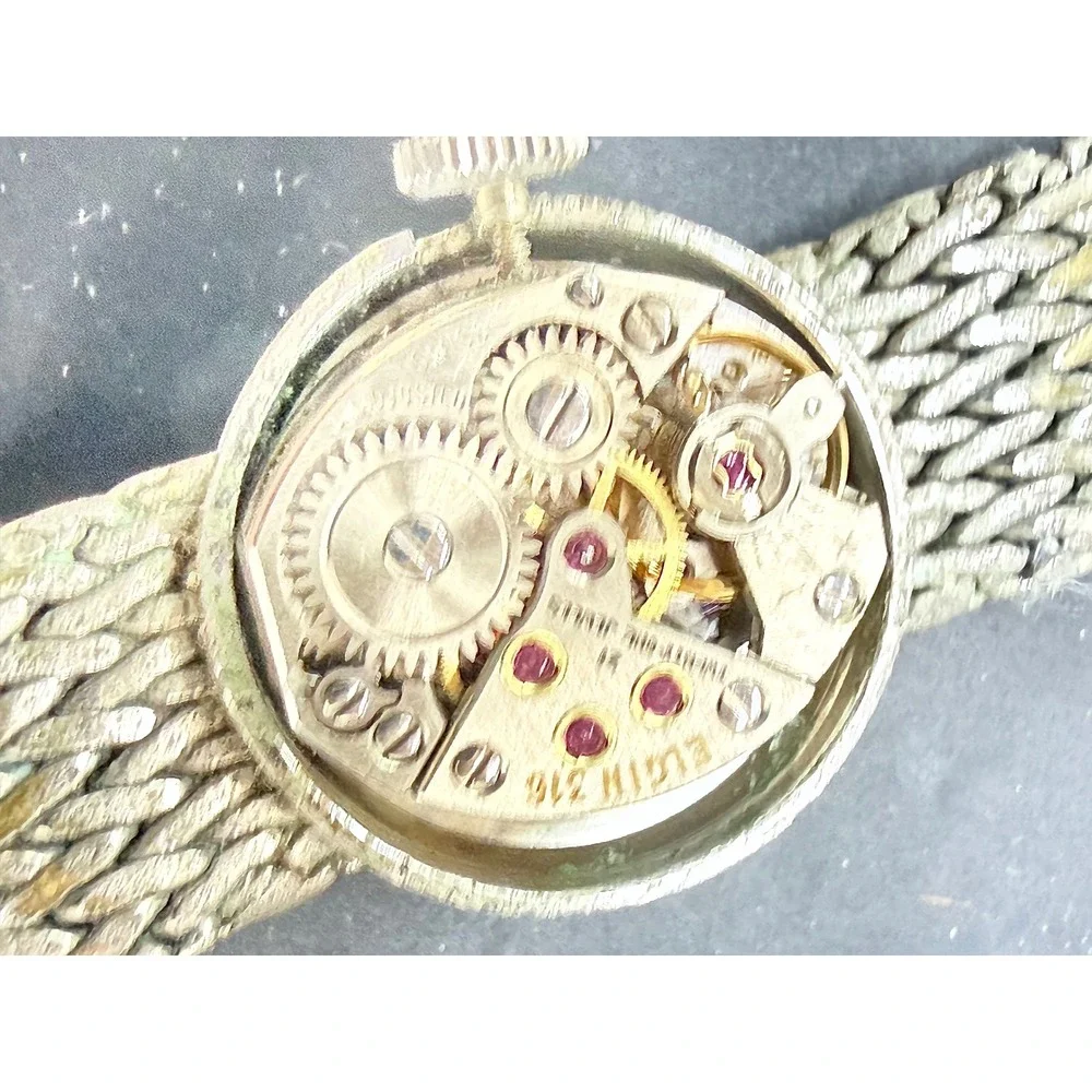 Vintage Lady Elgin 21 Jewel Swiss Mechanical Watch Blue Dial 8